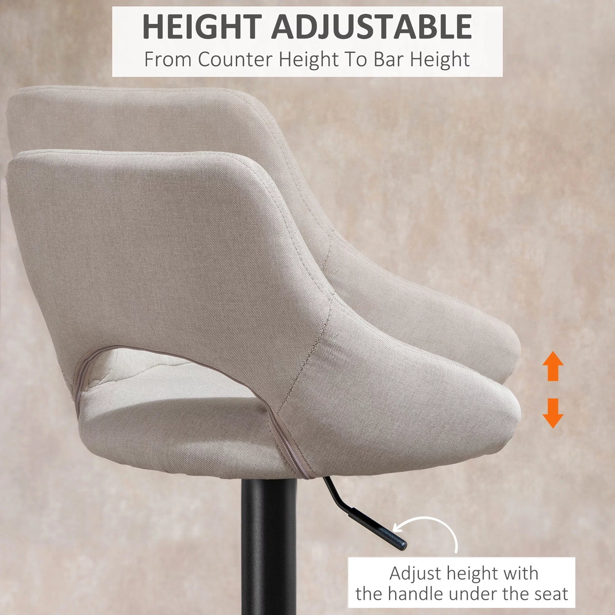 White Adjustable Height Swivel Bar Stool Set of 2 K462
