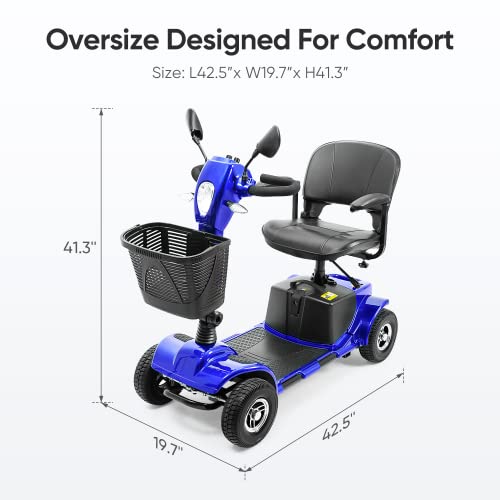 Blue 4 Wheel Power Mobility Scooter with Basket K393070