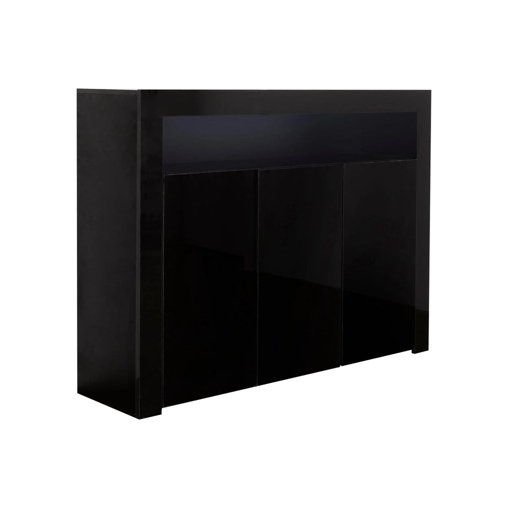 Black High Gloss Sideboard Storage Cabinet with LED Light Q8031