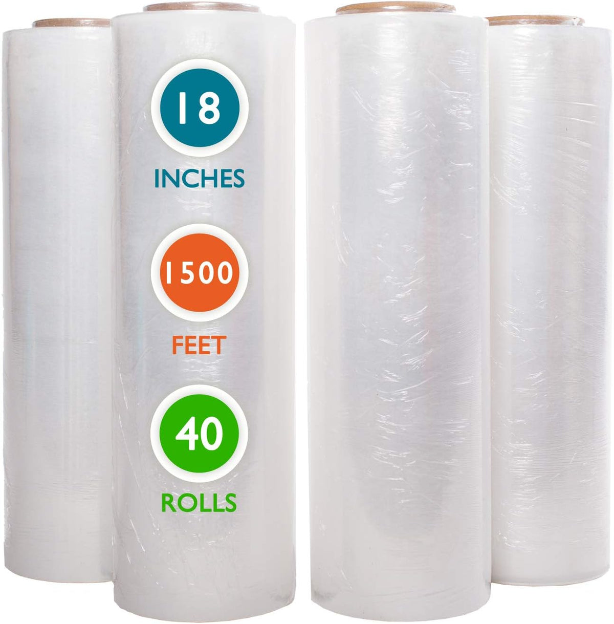 4 Rolls 18" x 1500 Ft 55 Gauge Clear Stretch Film R584