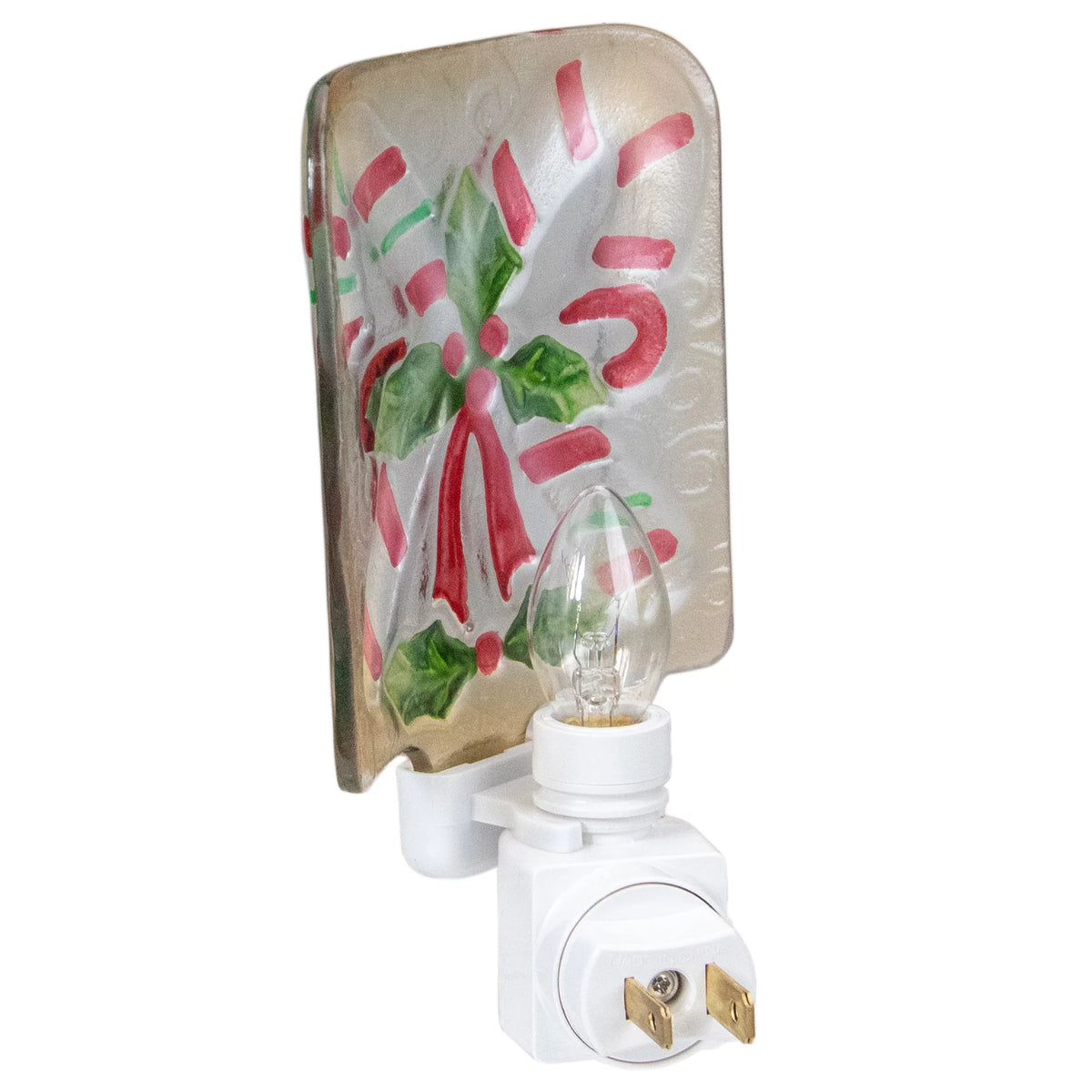 White and Red Glass Christmas Night Light J684466