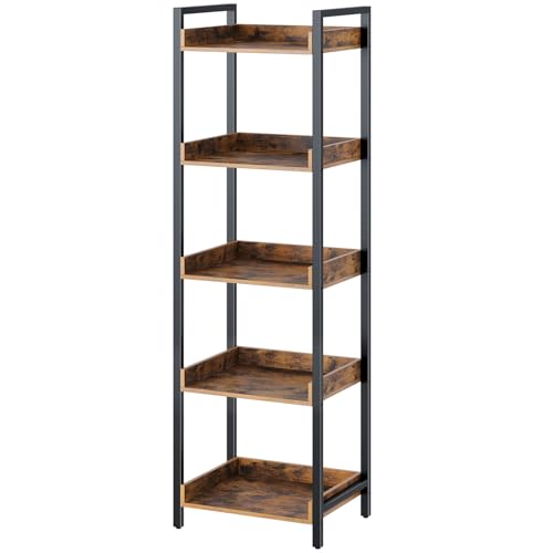 6 Tier Rustic Brown Bookshelf with 4 Hooks A284