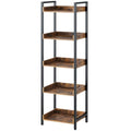 6 Tier Rustic Brown Bookshelf with 4 Hooks A284
