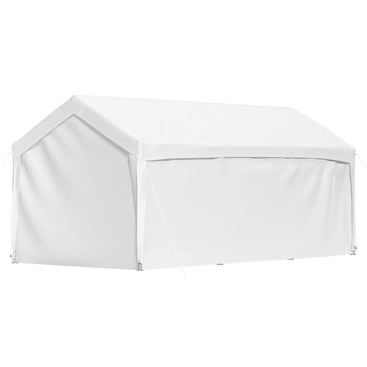 White 13 x 20ft Carport Canopy with 8 Legs and Sidewalls Z9523