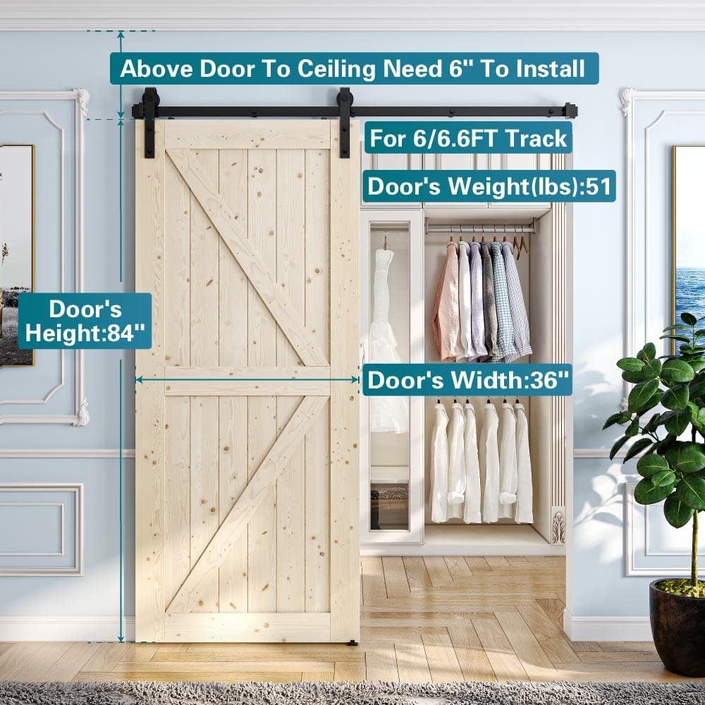Solid Spruce Wood Sliding Barn Door Slab W68488