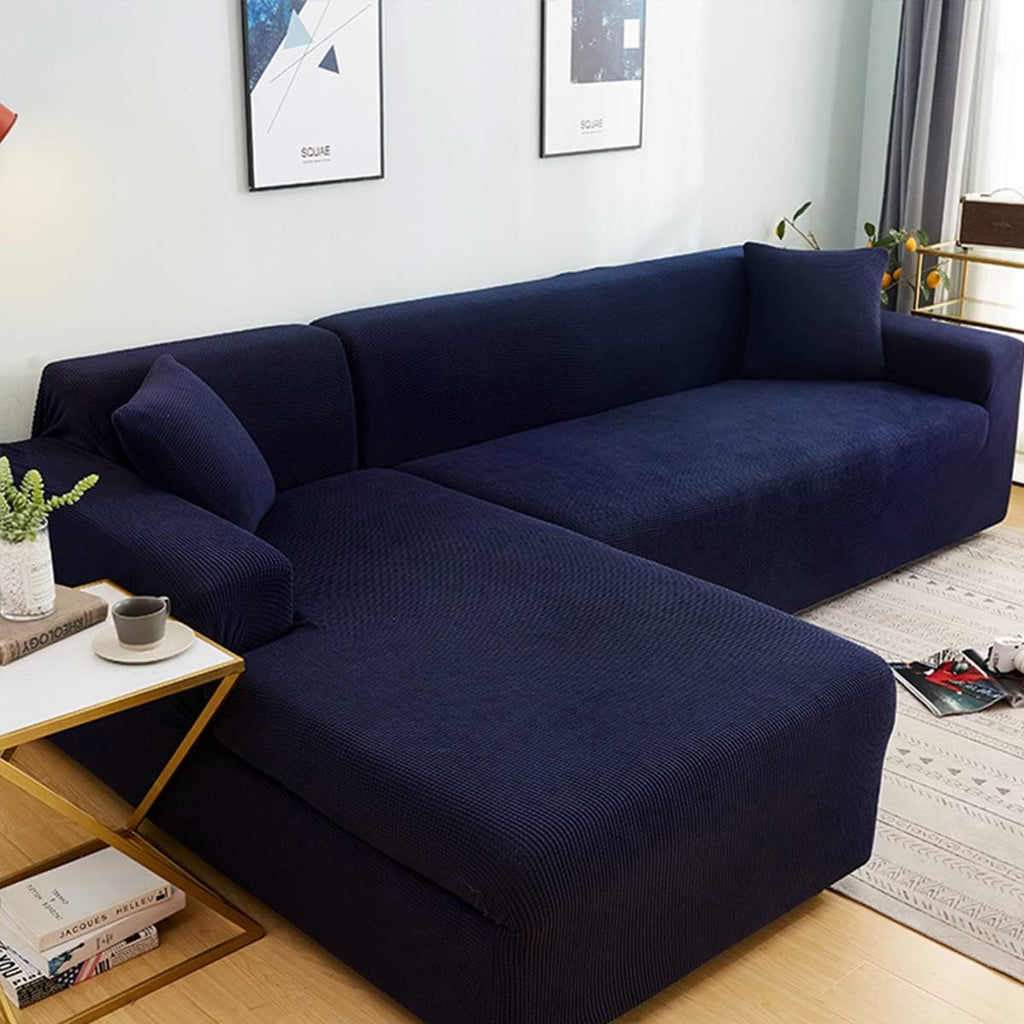 Royal Blue Polar Fleece Stretch Slipcover for Sectional Sofa S924214
