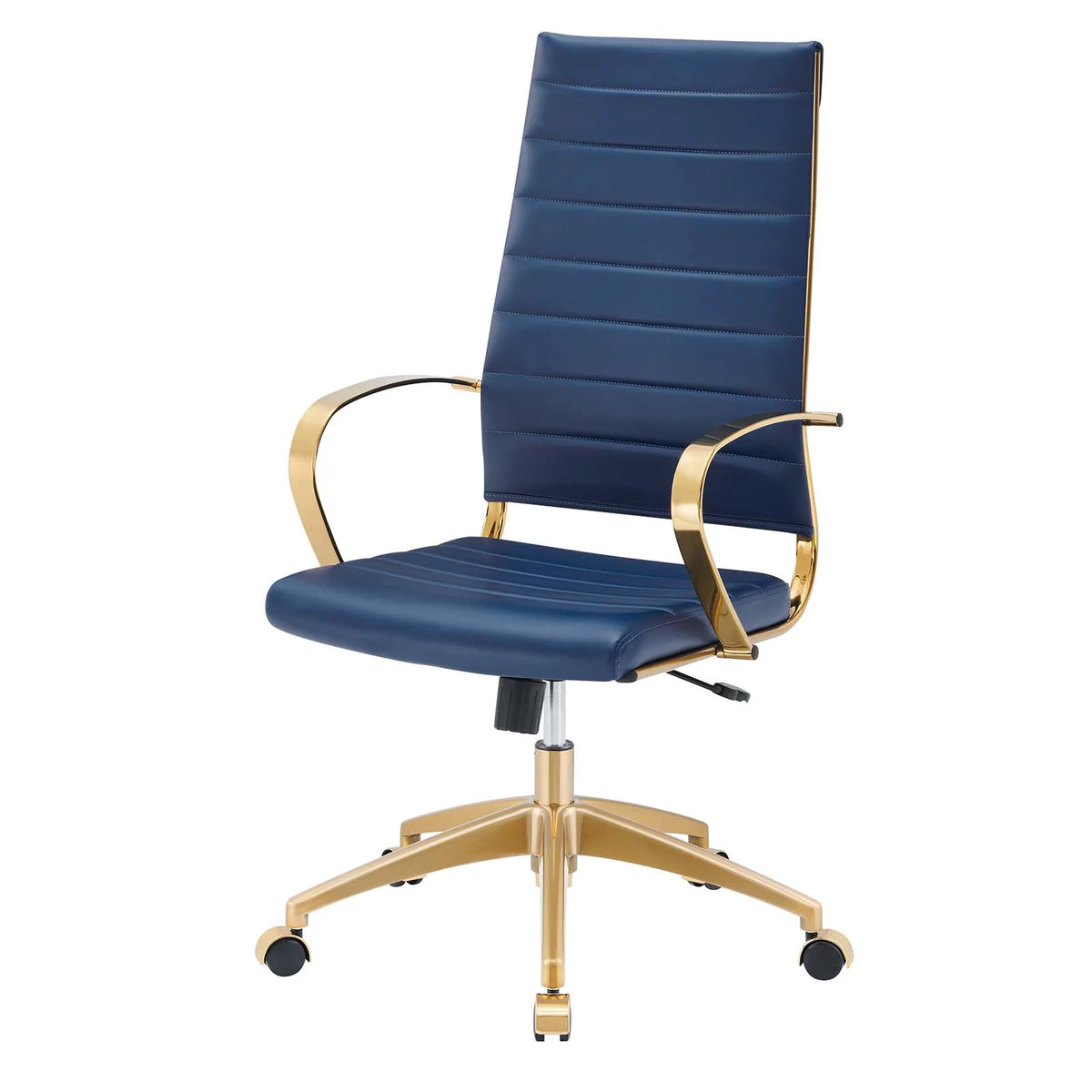 Navy Gold Faux Vinyl Leather High Back Chair V252
