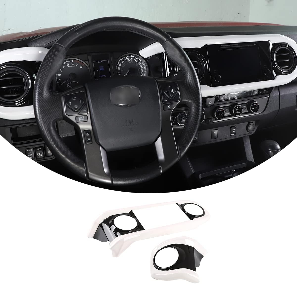 Car ABS Dashboard Panel Cover Trim Stickers Red Black Pack of 2 L25727