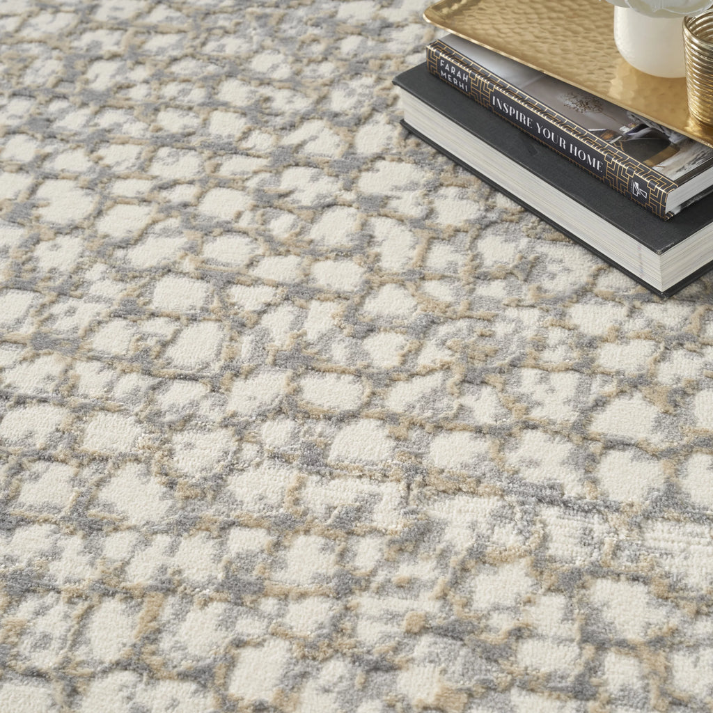 Modern Abstract Ivory/Beige/Grey 8' x 10' Area Rug M6894