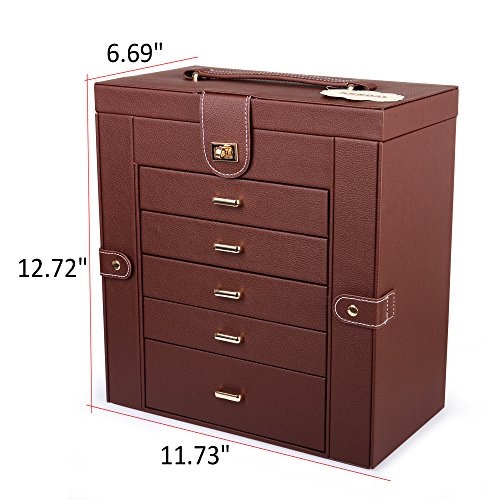 Extra Large 6 Tier 5 Drawers Jewelry Box with Mirror G529