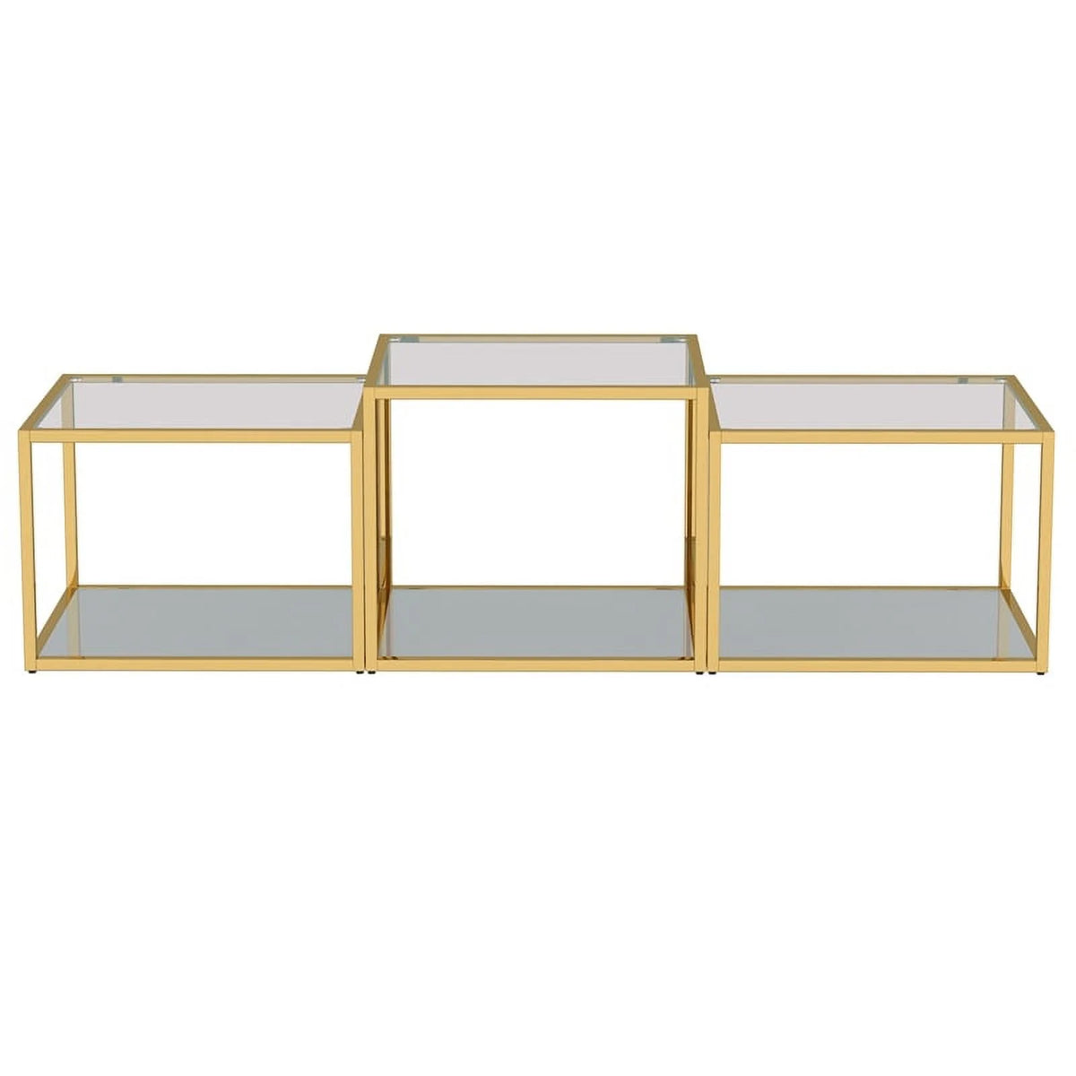 3-Piece Metal and Glass Coffee Table Set I18933
