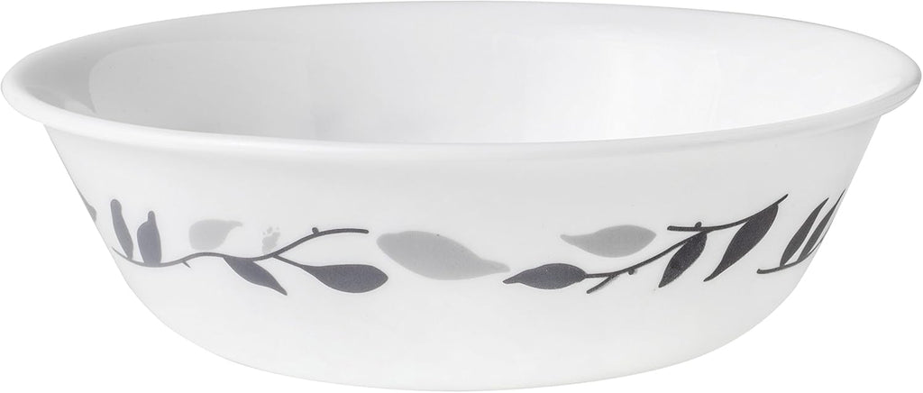 12-Piece Vitrelle Misty Leaves Chip and Break Resistant Dinner Set, Grey D3741