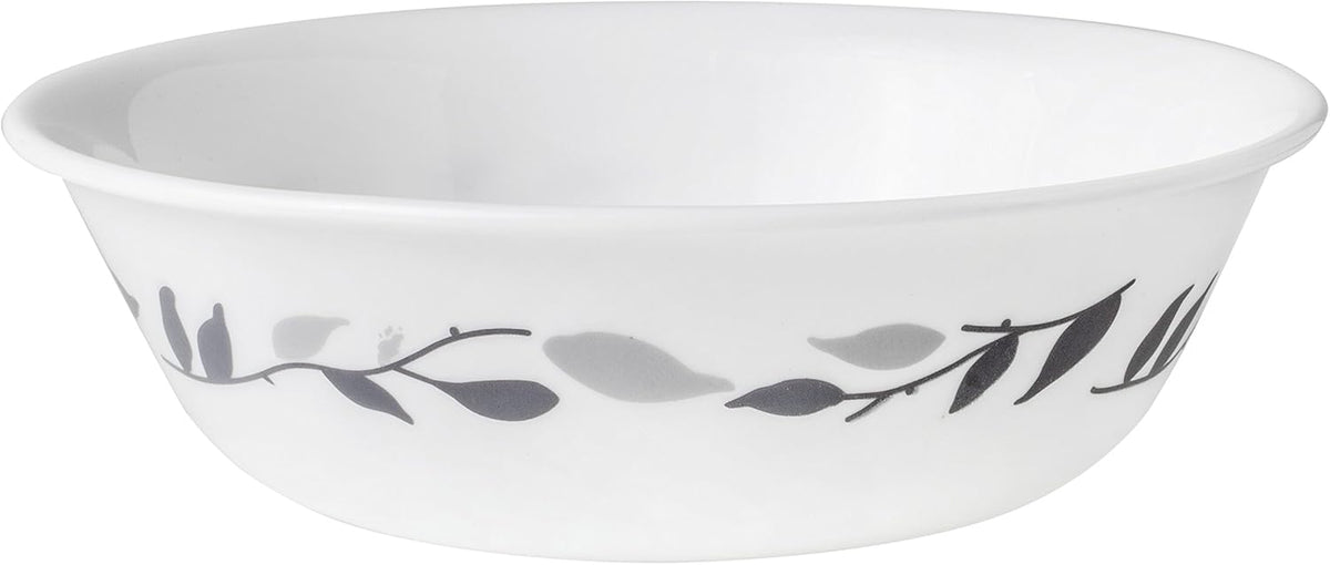 12-Piece Vitrelle Misty Leaves Chip and Break Resistant Dinner Set, Grey D3741