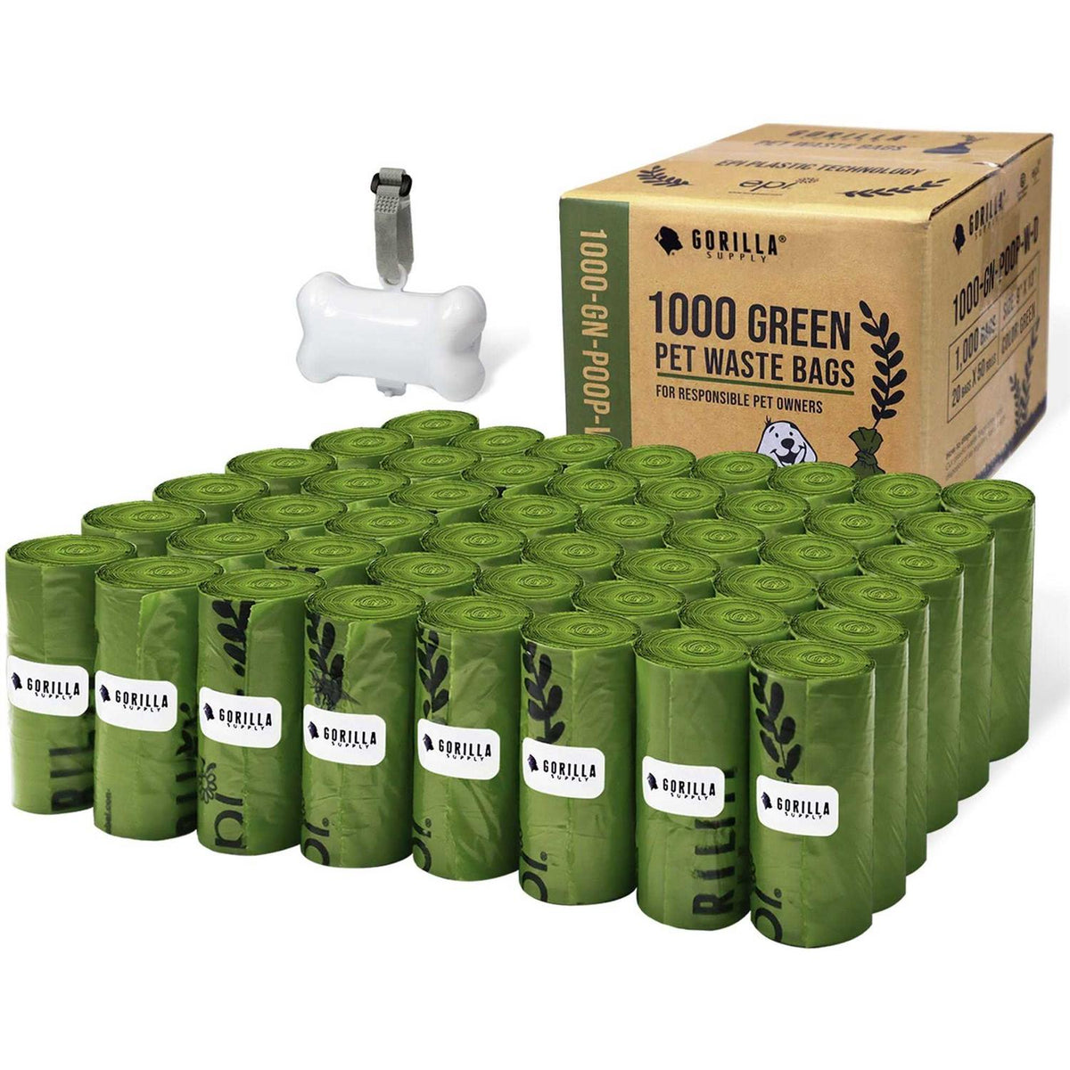 Dog Poop Waste Bags with Dispenser and Leash Tie I60477