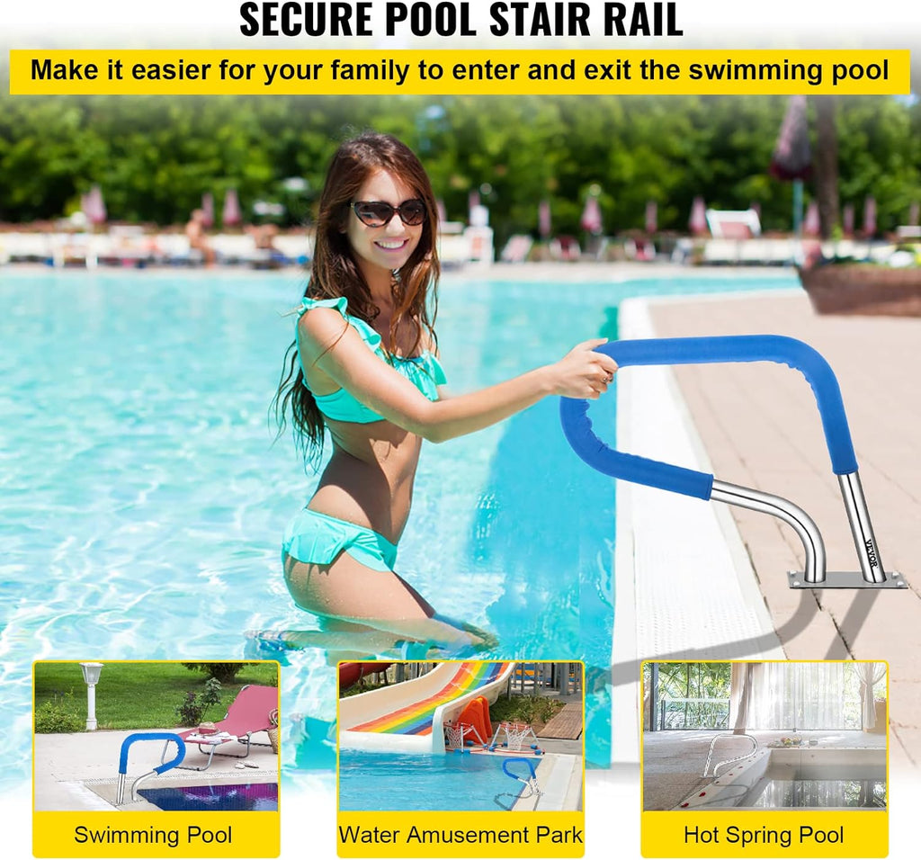 Pool Railing 304 Stainless Steel with Blue Grip Cover S1239