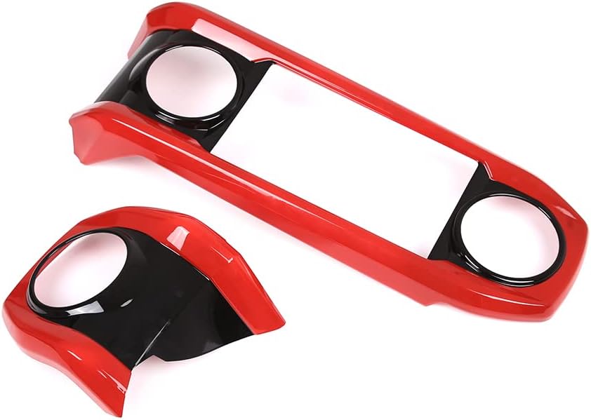 Car ABS Dashboard Panel Cover Trim Stickers Red Black Pack of 2 L25727