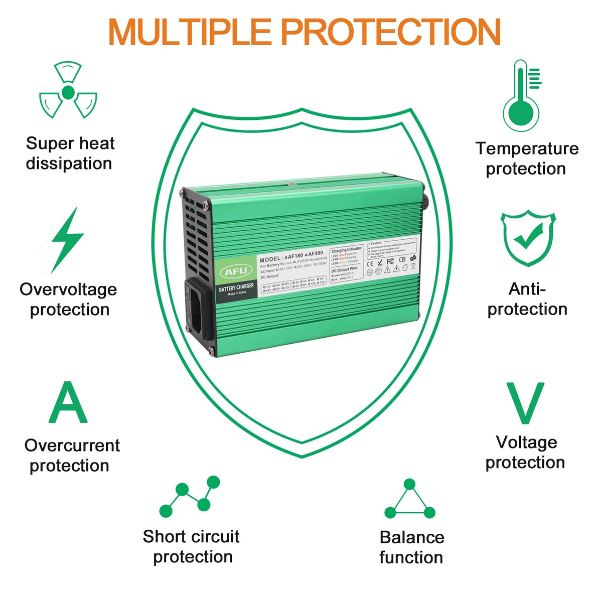 54.6V 4A Smart Lithium Battery Charger For 13S 48V Lipo Li-ion Battery With Cooling Fan Z22517
