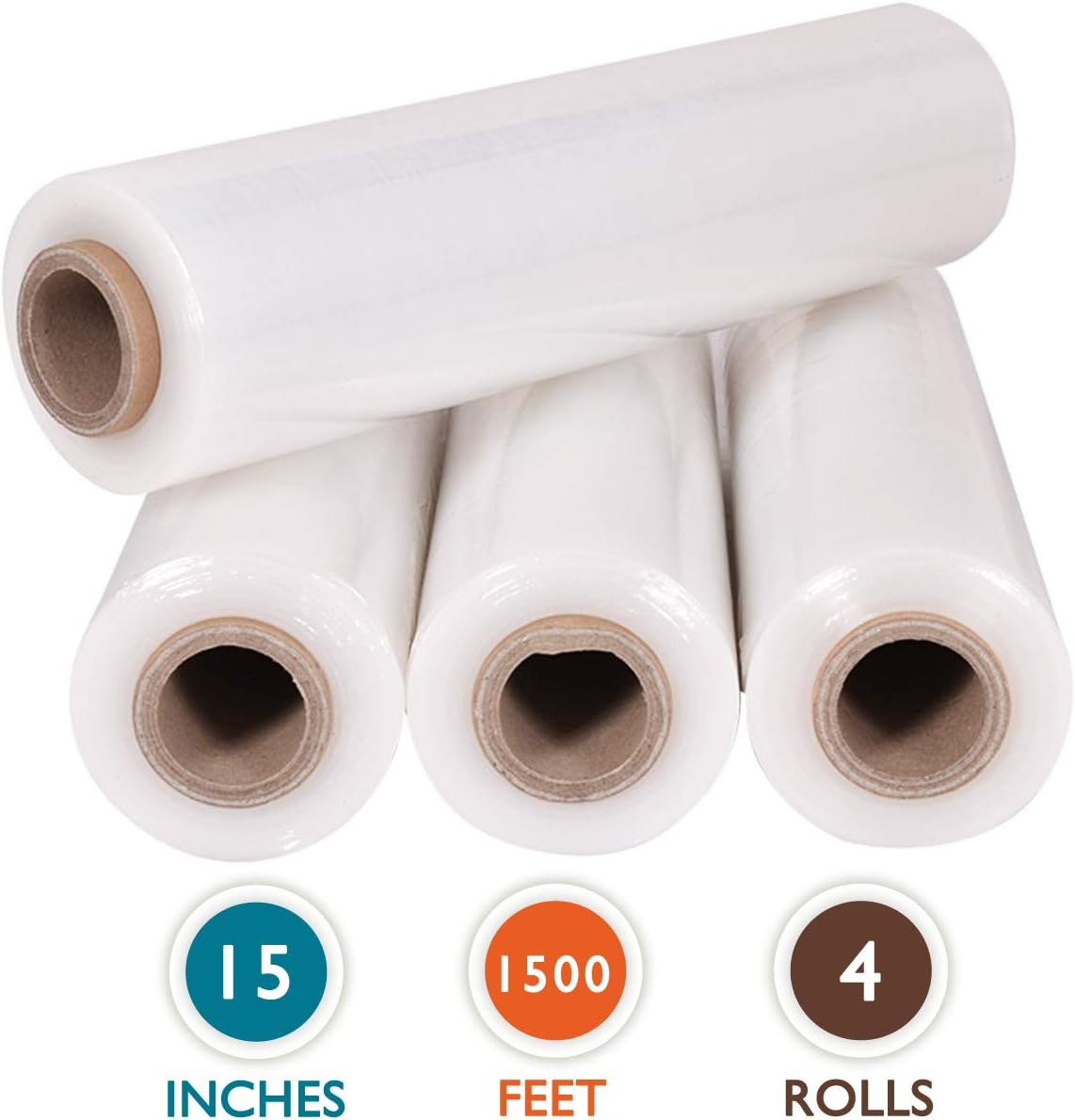 4 Rolls 18" x 1500 Ft 55 Gauge Clear Stretch Film R584