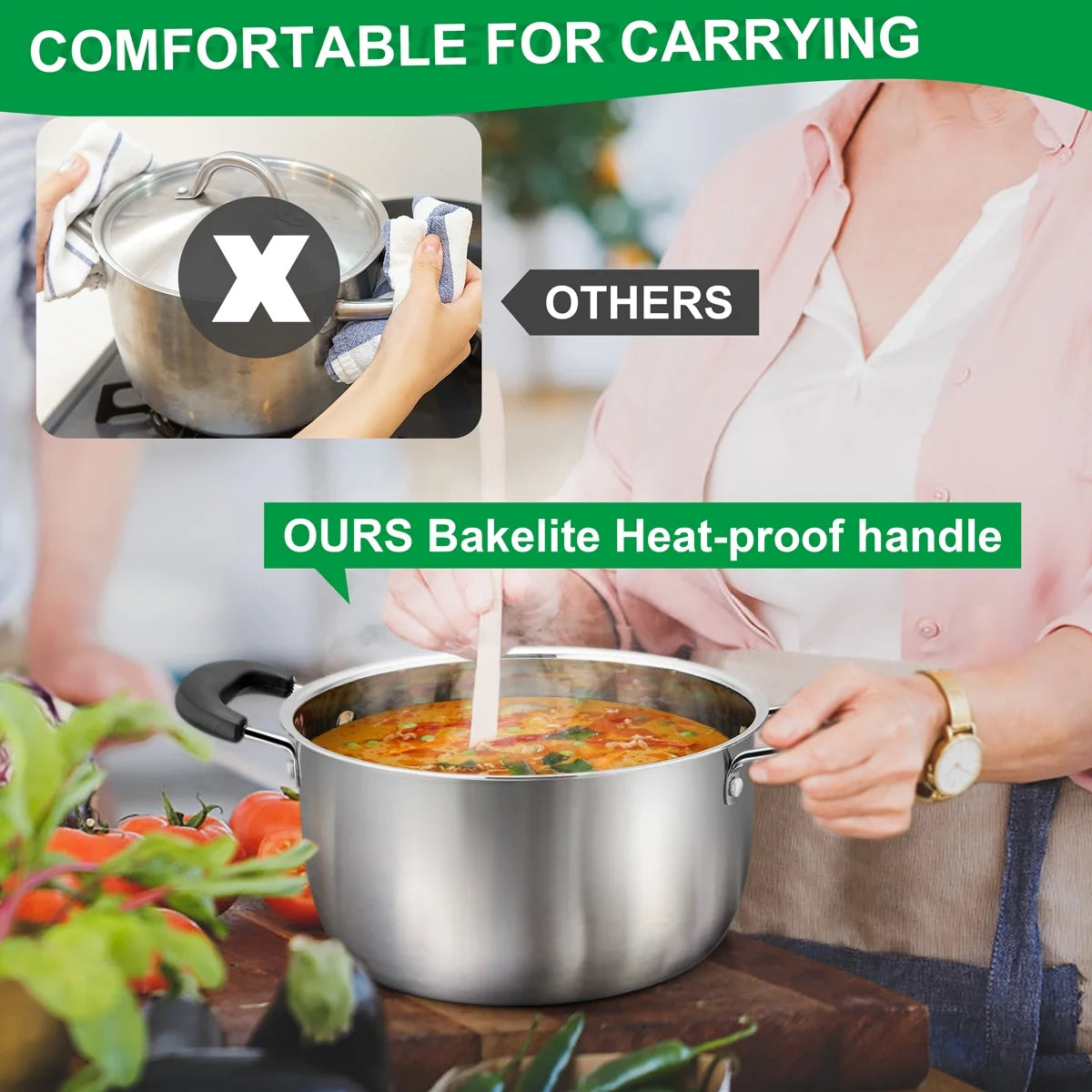 6 Quart Stainless Steel Stock Pot with Glass Lid O737193