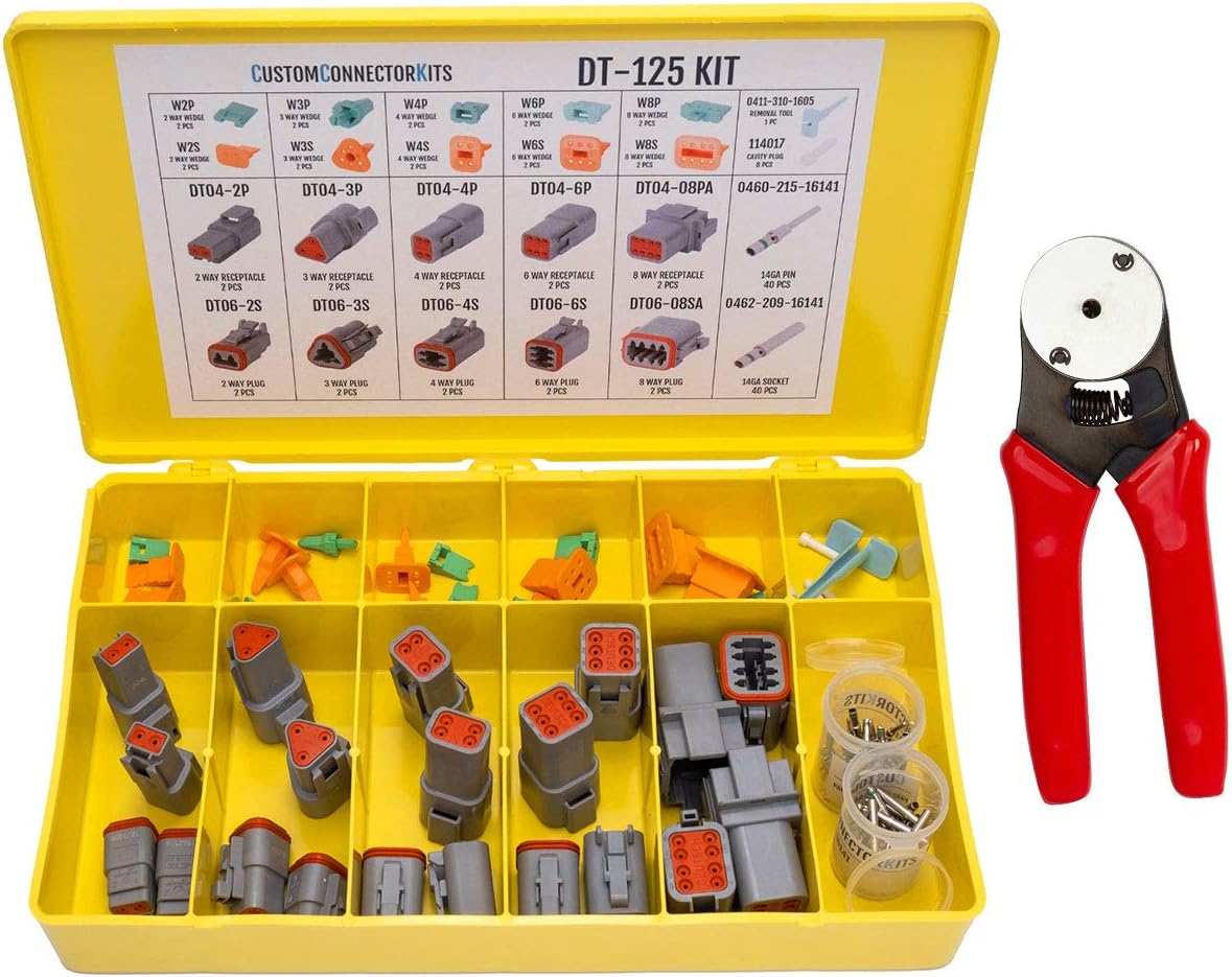 Gray Automotive Electrical Connectors 14-20 Gauge 125 Piece Kit with Crimp Tool G8866