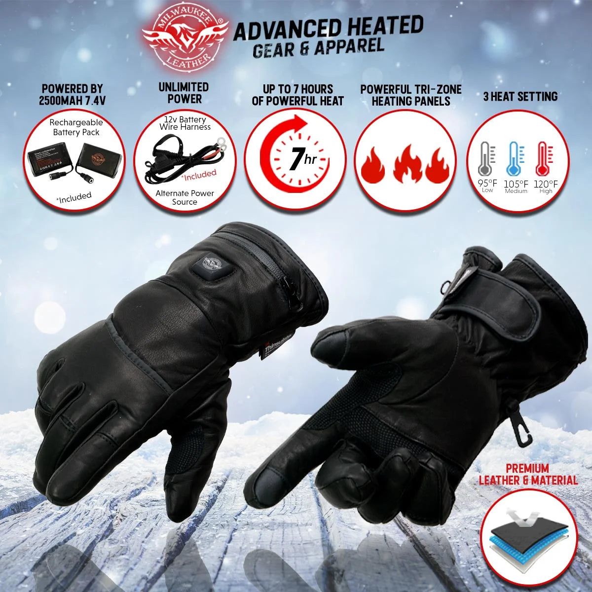Heated Winter Gloves with Battery 3X-Large X5151