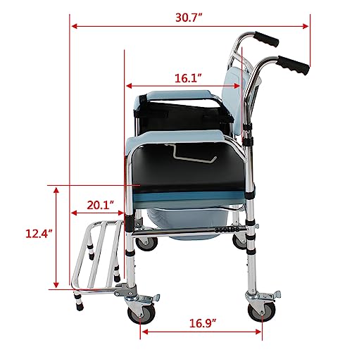 4-in-1 Bedside Commode Chair with Arms & 4 Brakes, Weight Capacity 300lbs G12450