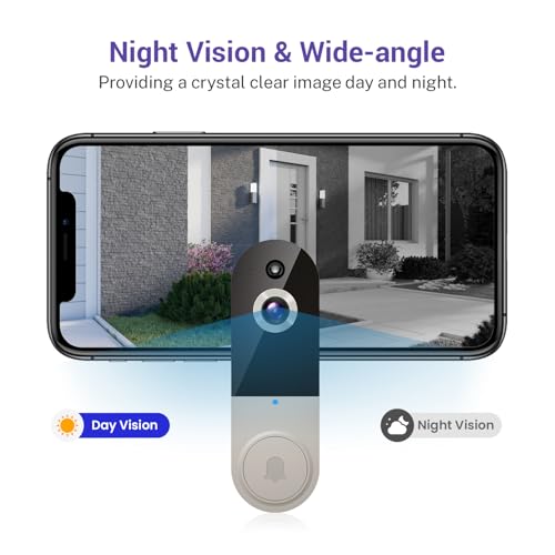 Black 1080P Wireless Video Doorbell Camera with Night Vision Y420