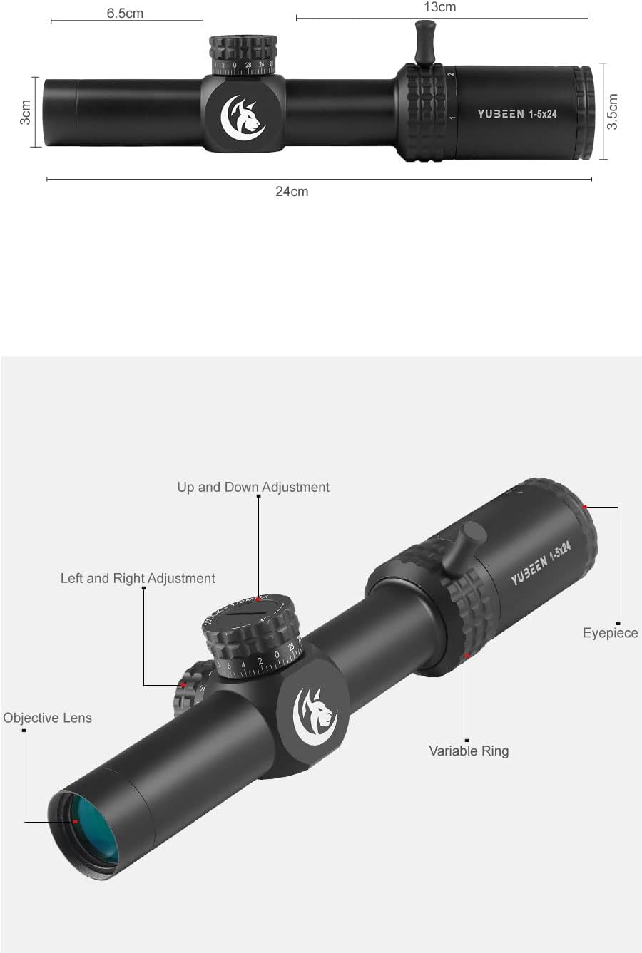 1-5x24 Rifle Scope SFP Miling Reticle with Scope Rings B572268