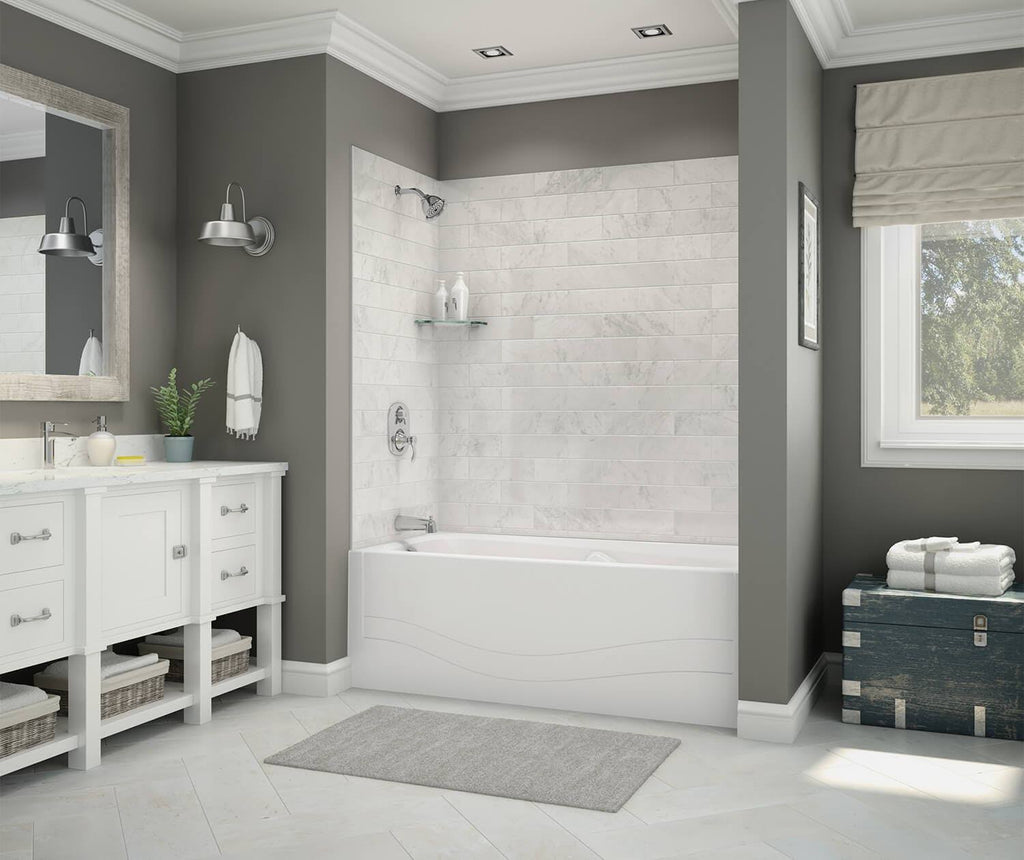 Marble Carrara Fiberglass/Plastic Composite Bathtub Wall Surround S1153