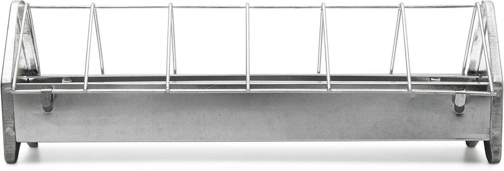 15" Galvanized Metal Poultry Feed Tray with Removable Anti Roosting Guard E698