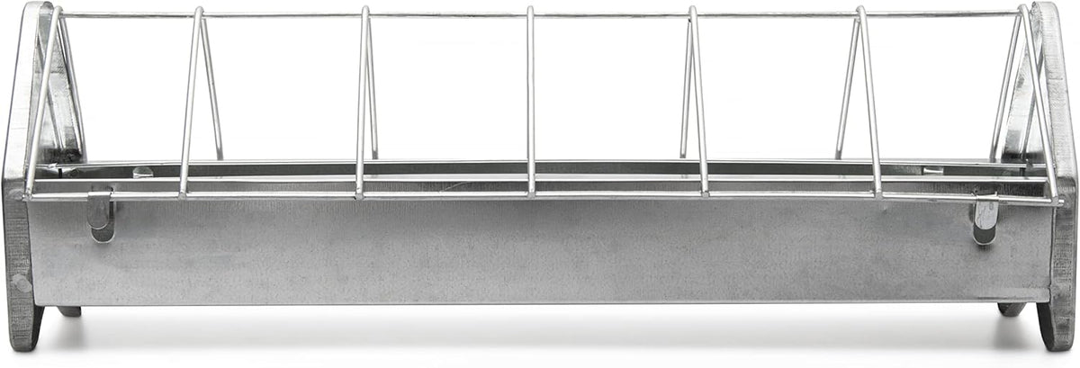 15" Galvanized Metal Poultry Feed Tray with Removable Anti Roosting Guard E698
