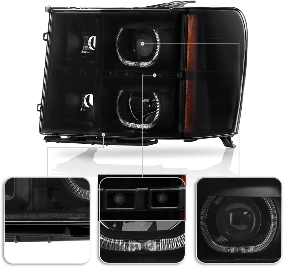 Black LED Projector Headlights Driver + Passenger Side A541447
