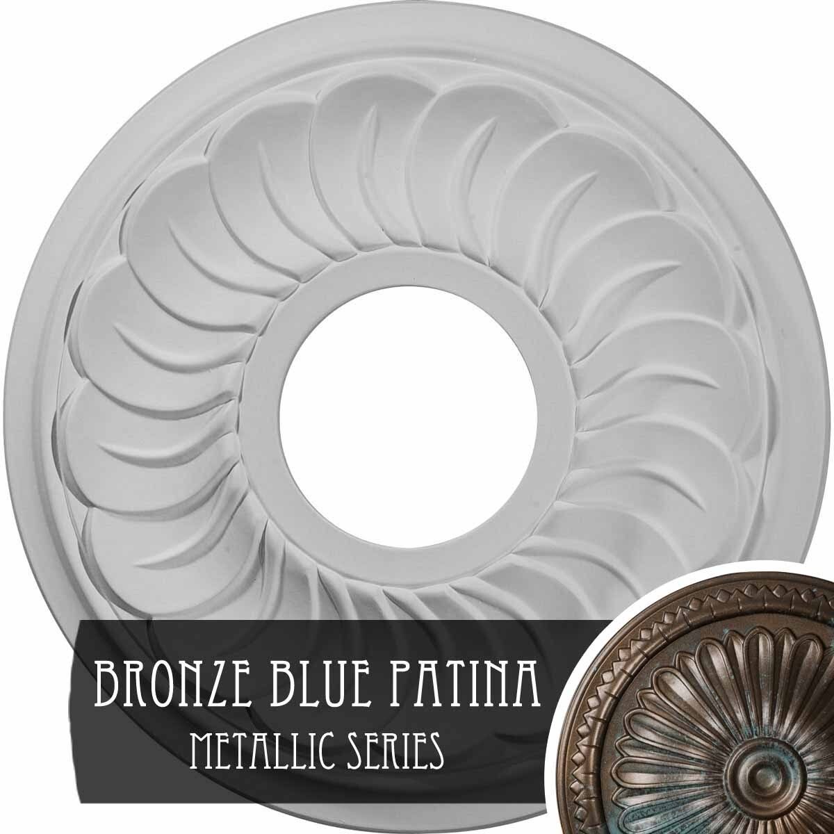 Hand-Painted Bronze Blue Patina Ceiling Medallion O946784
