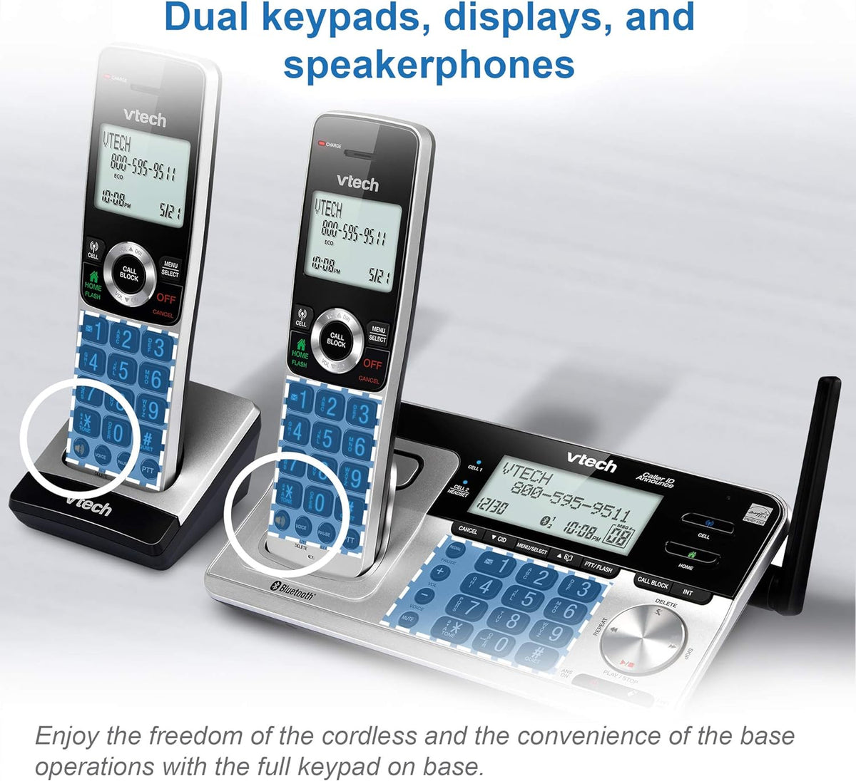 3 Handset Cordless Phone with Answering System, Silver & Black E755013