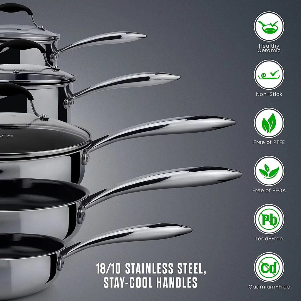 Ceramic Non Stick 10-Piece Cookware Set E706