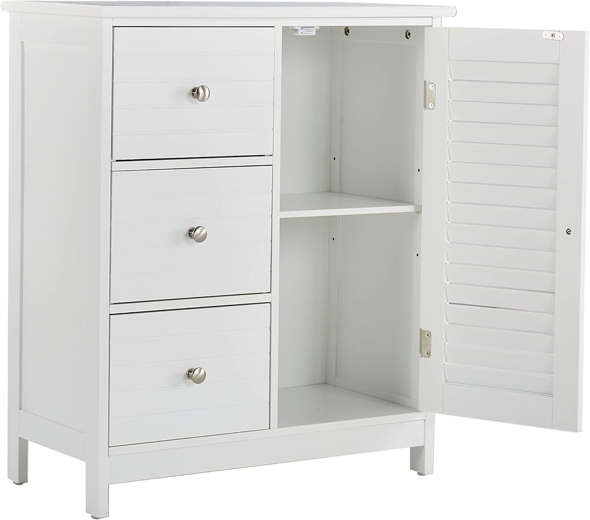 White Bathroom Storage Cabinet with 3 Drawers and 1 Two Layers Cabinet L421760