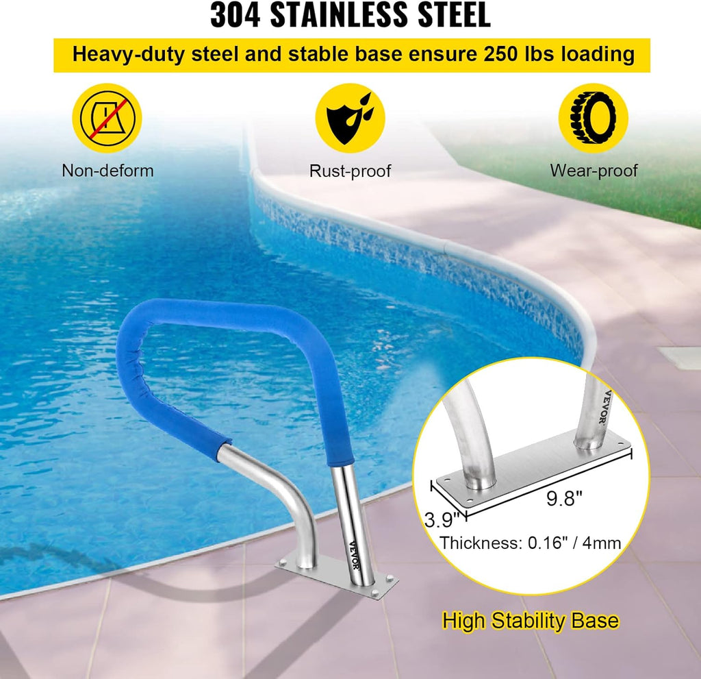 Pool Railing 304 Stainless Steel with Blue Grip Cover S1239