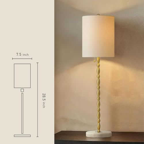 Buffet Lamps Set of 2, 28.5" Tall Brass Finish Linen Shade Z726919