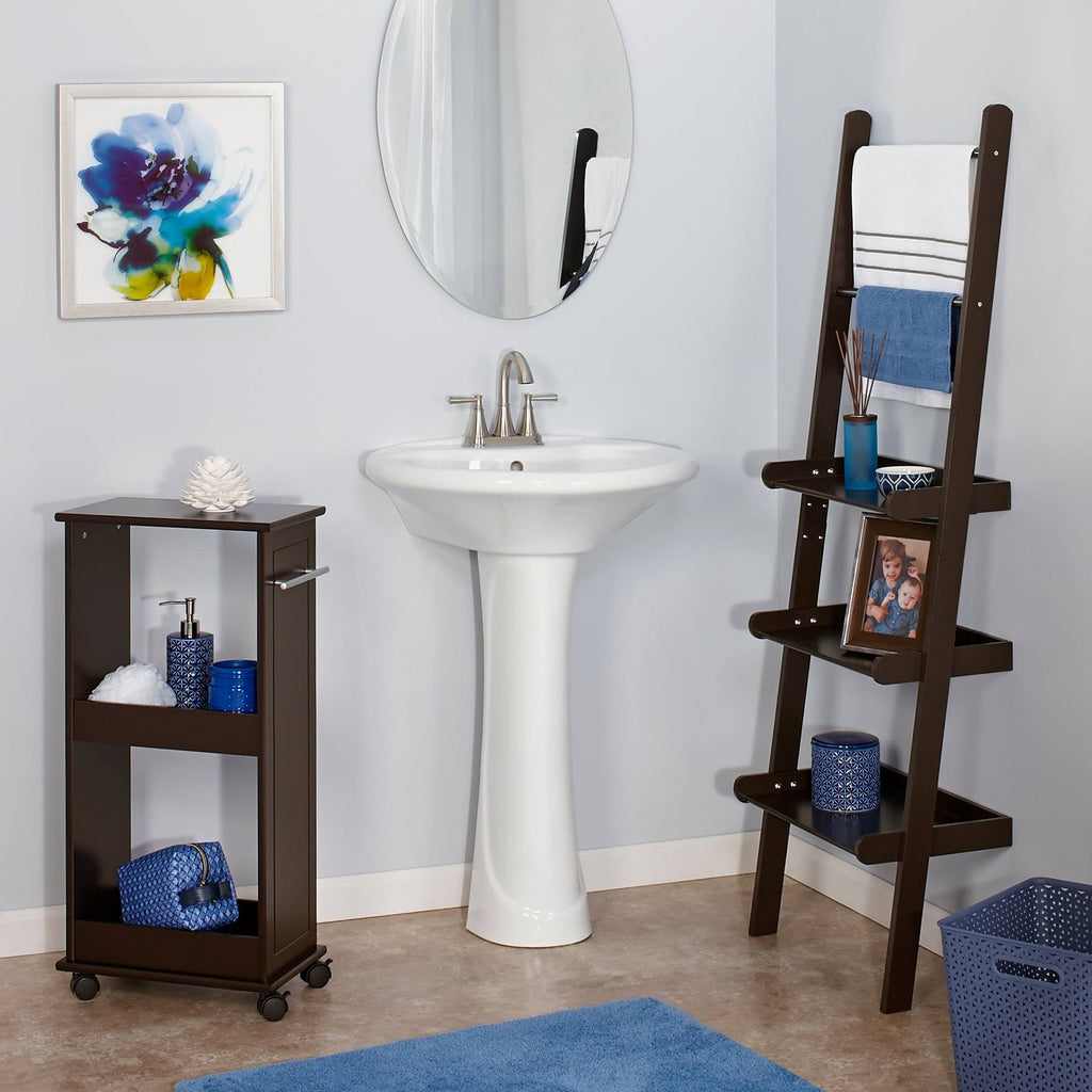 White Rolling Side Cabinet with Shelves W187360