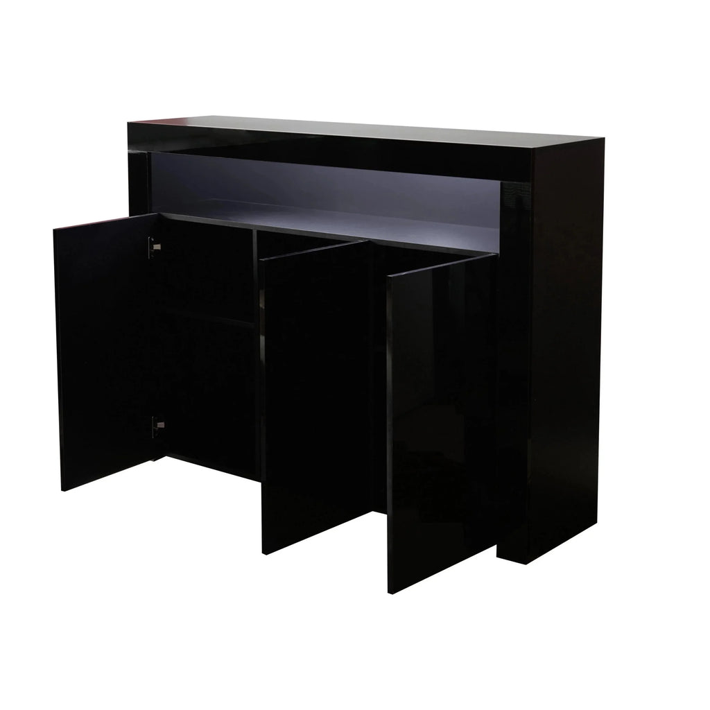 Black High Gloss Sideboard Storage Cabinet with LED Light Q8031