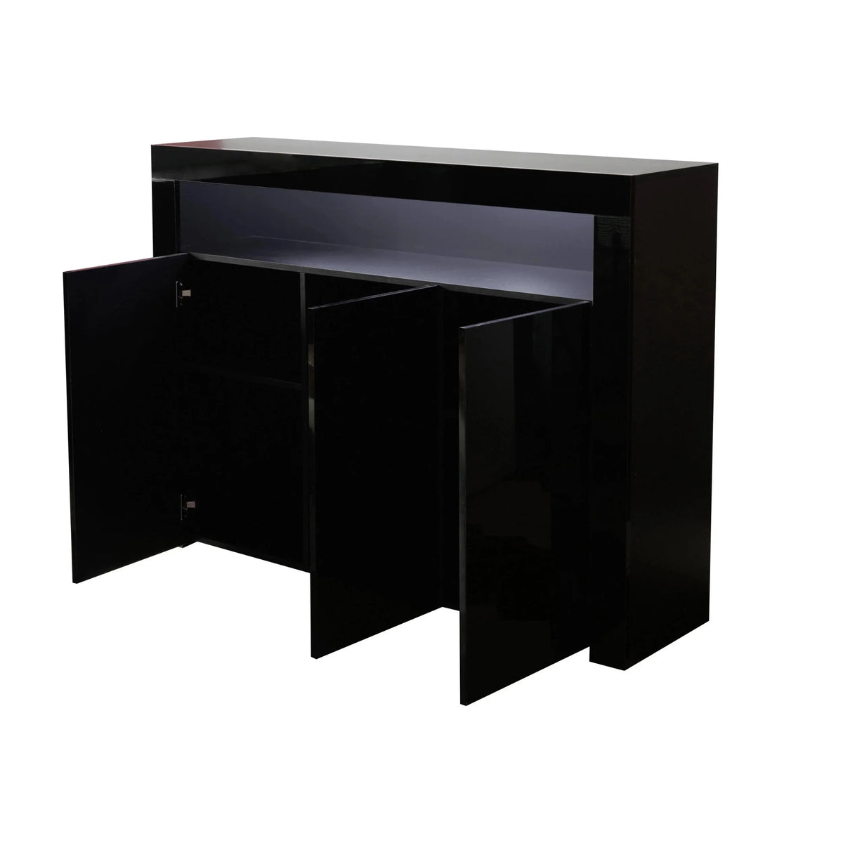 Black High Gloss Sideboard Storage Cabinet with LED Light Q8031