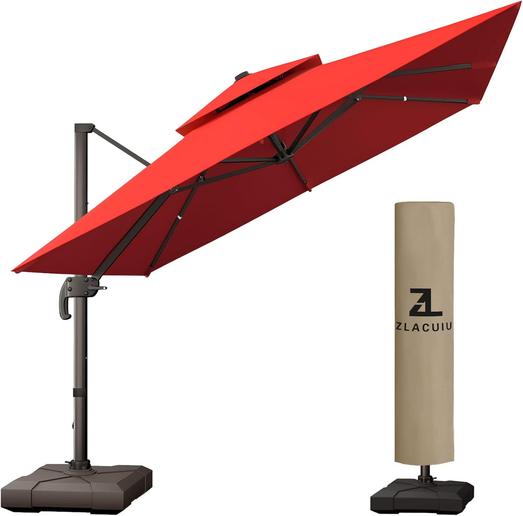 Navy blue 10 * 10FT Square Cantilever Patio Umbrella S994