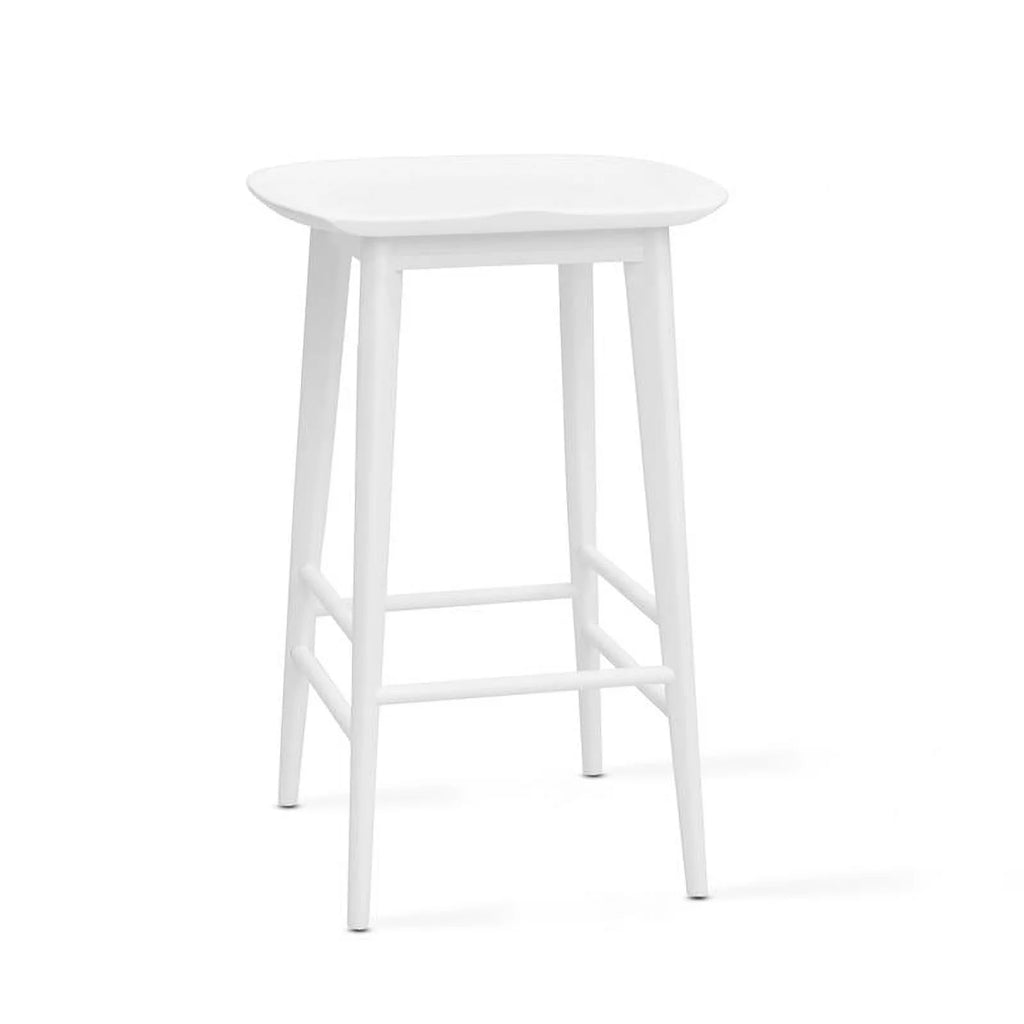White 2 Piece Acacia Wood Counter Stool Set T65296