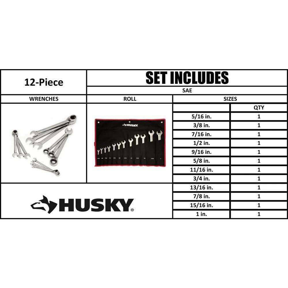 12-Piece SAE Reversible Ratcheting Wrench Set N4254