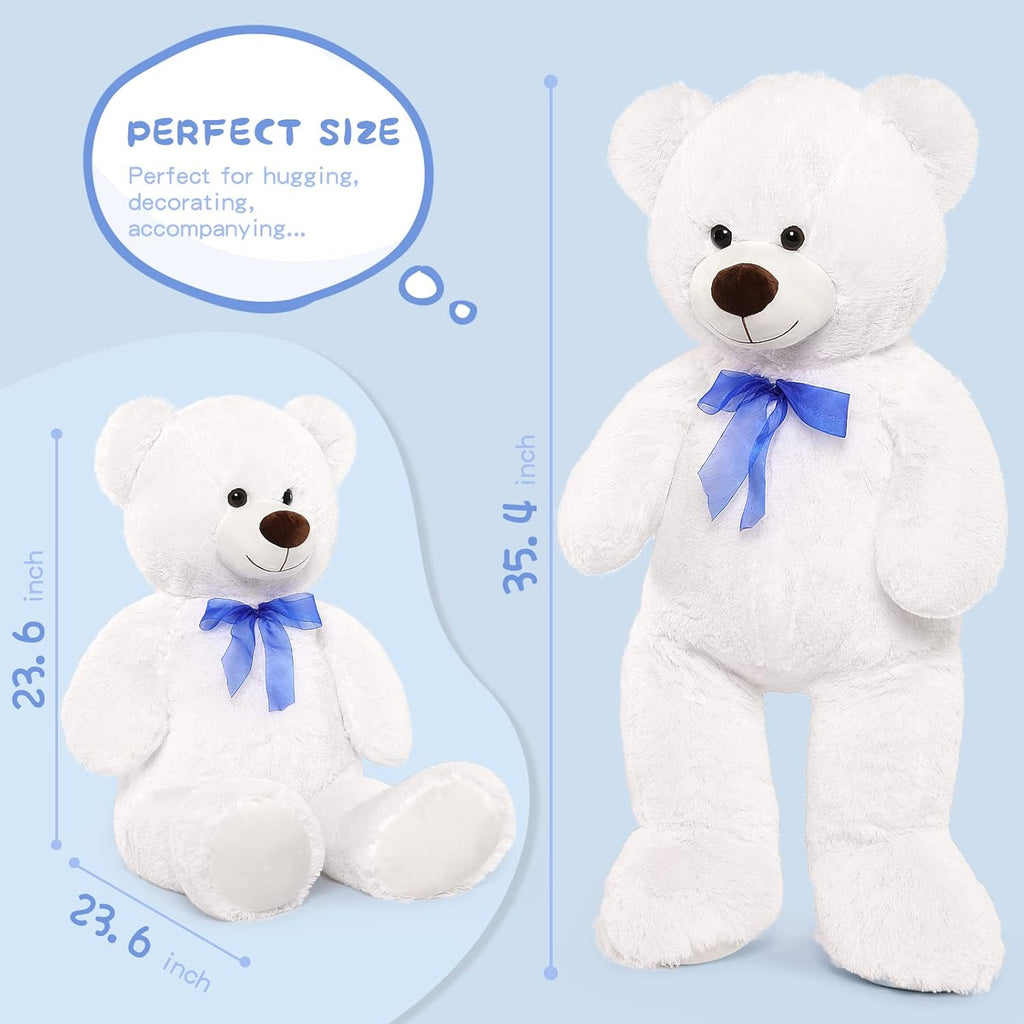 35.4'' Large Pink White Teddy Bear Plush Toy V4019