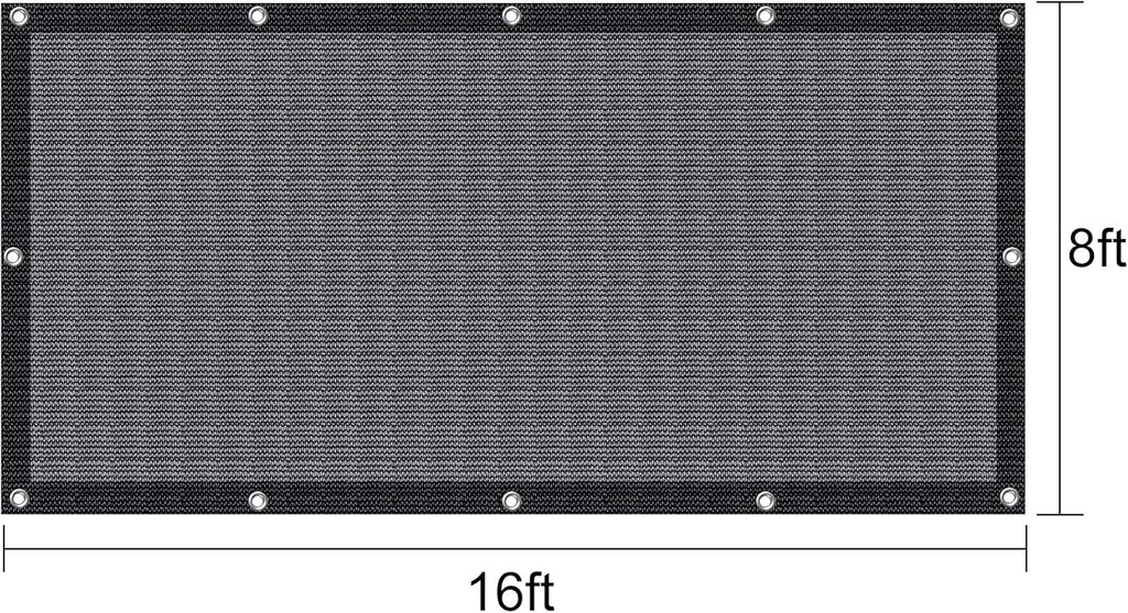 70% Heavy-Duty Mesh Tarp 8ftx16ft Black Shade Cloth Pack of 2 E764