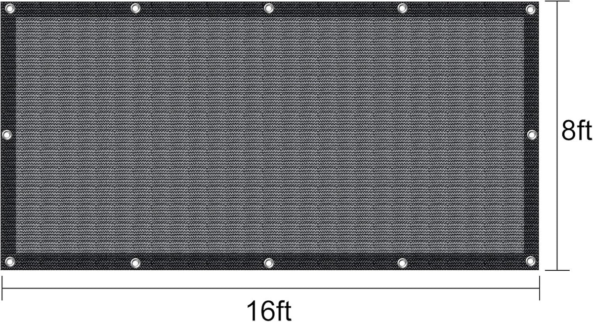 70% Heavy-Duty Mesh Tarp 8ftx16ft Black Shade Cloth Pack of 2 E764