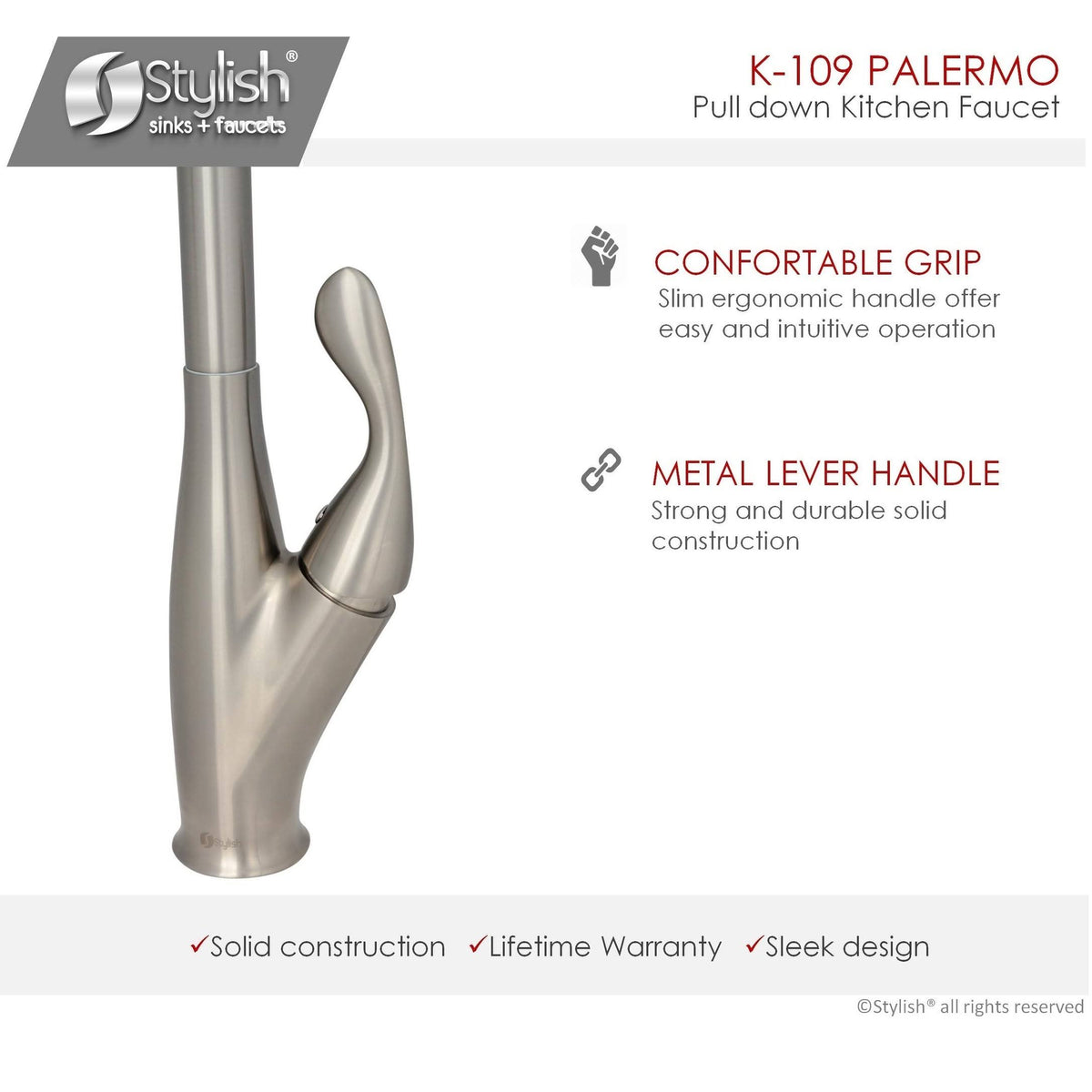 Brushed Nickel Single Handle Pull Down Kitchen Faucet J3358