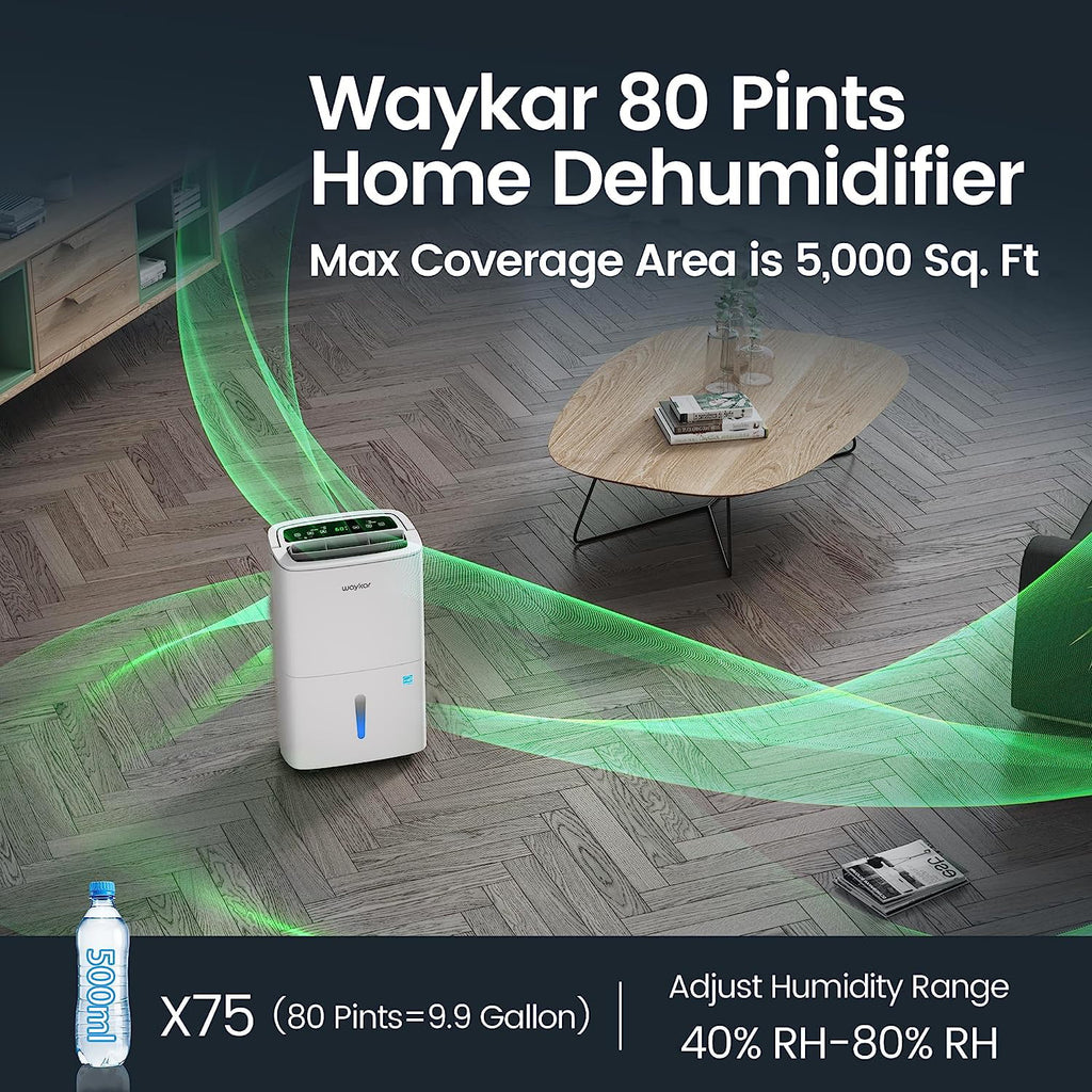 80 Pints Energy Star Home Dehumidifier with Drain Hose Y535