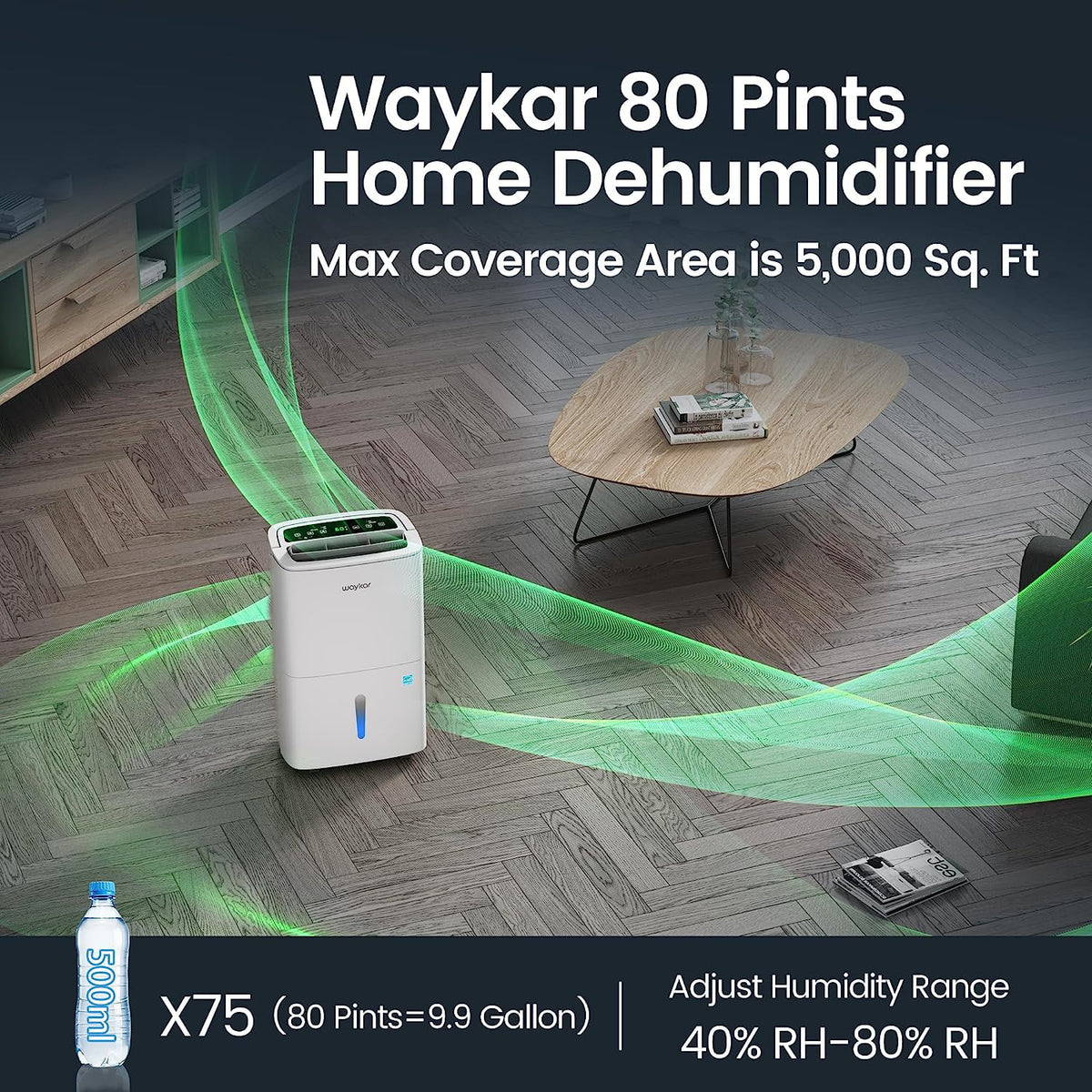 80 Pints Energy Star Home Dehumidifier with Drain Hose Y535